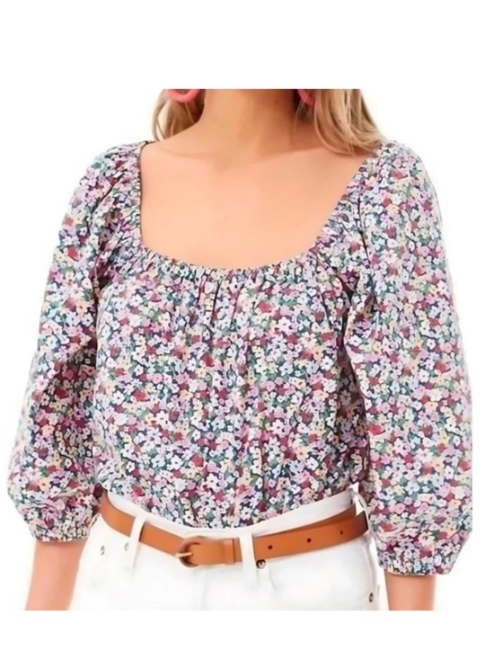 Pomander Place Tops - Tuckernuck Pomander Place DitsyFloral Square Neck Puff Sleeve Cotton Blouse XL